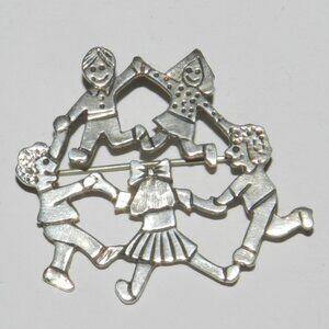 Vintage Mexico EFS Sterling Silver 925 Stamped Figural Children Brooch Pin